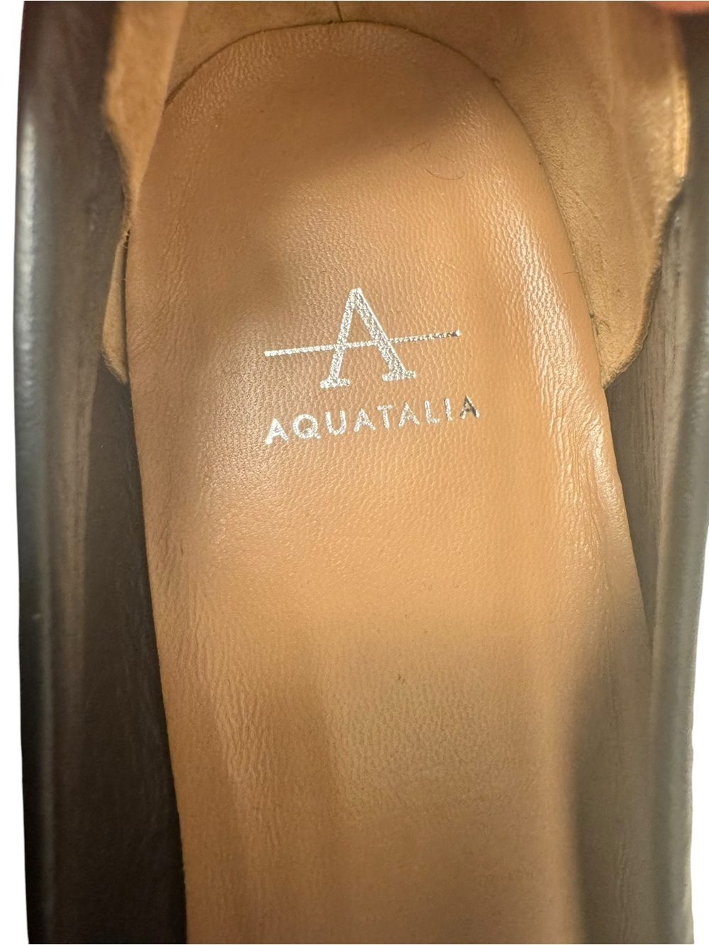 Aquatalia Carlina pump Black Leather Block Heel Loafers Sz 8 shelf pull - Picture 12 of 14
